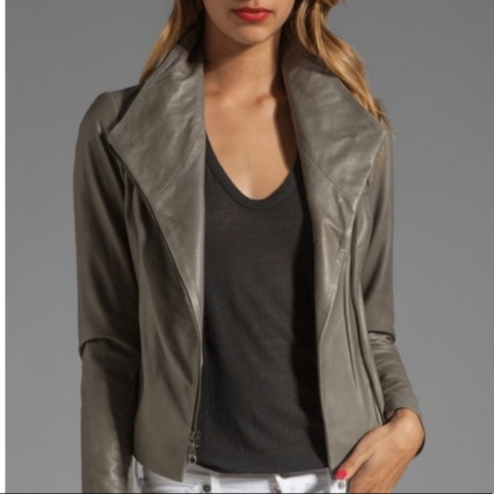 Vince Sage Lamb Leather Jacket